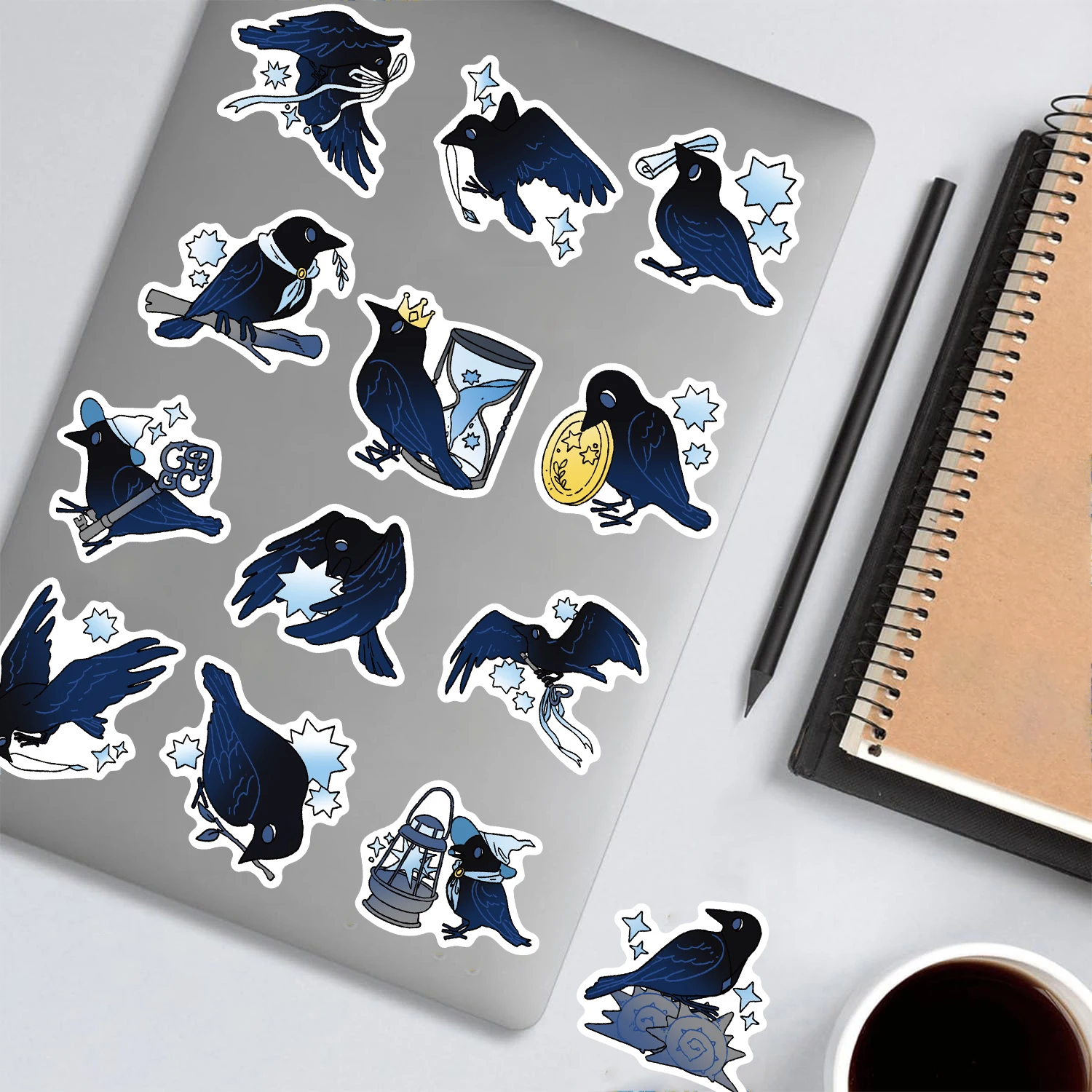50PCS Crow Print Sticker Notebook Case Computer Water Cup Girl Skateboarding Suitcase Luggage Snowboard Fridge Car Stickers