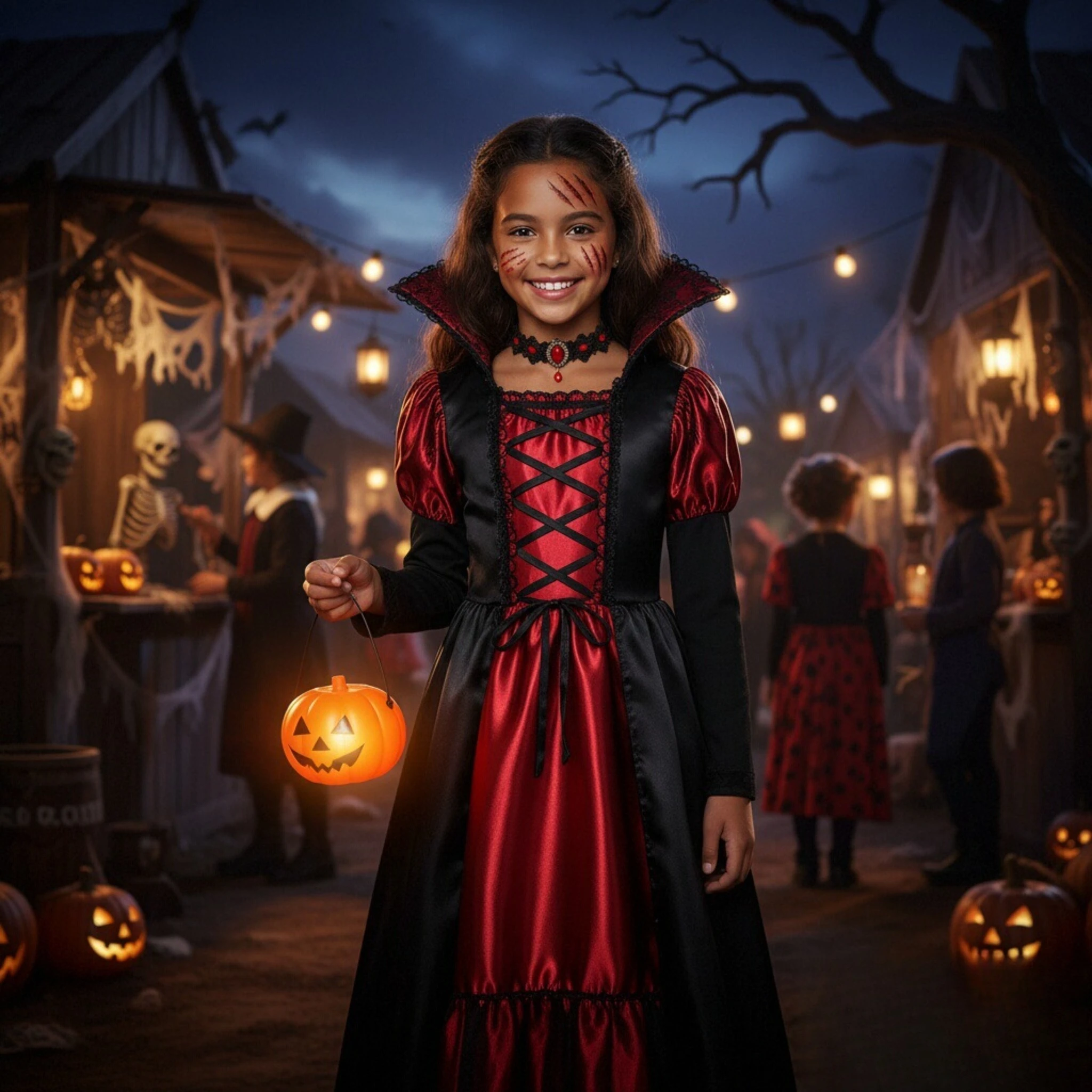 Baby Girls Halloween Witch Costume Children Cosplay Vampire Princess Dresses Ghost Bride Gothic Cosplay Children Clothing