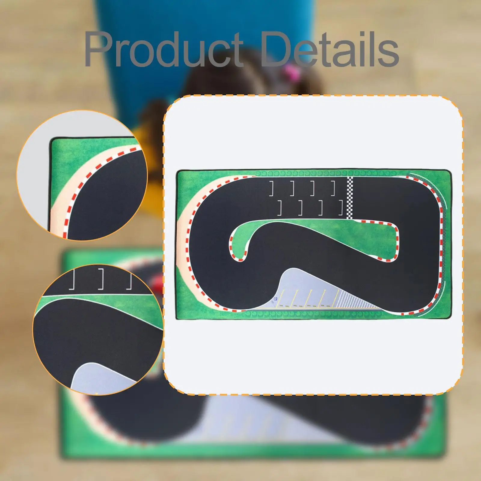 1:76 RC Car Race Track Mat 19.69inx37.40in Spare Parts Easy to Clean, Portable, Rubber Racing Track for C65 C75 C64 C72 C73 view 3