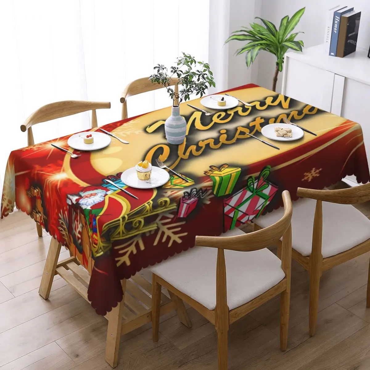 Merry Christmas Tablecloth Rectangular Waterproof Covers Xmas Party 2023 Navidad Xmas Gifts Table Cloth Cover for Dining Room