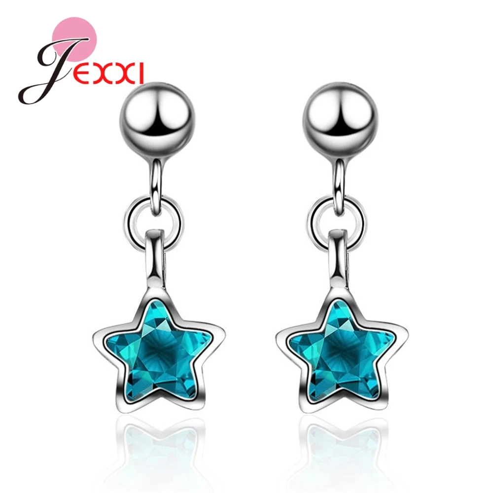 

Big Promotion Fashion Women Girls 925 Sterling Silver Cute Star Pendant Earrings For Party Engagement Jewelry Wholesale
