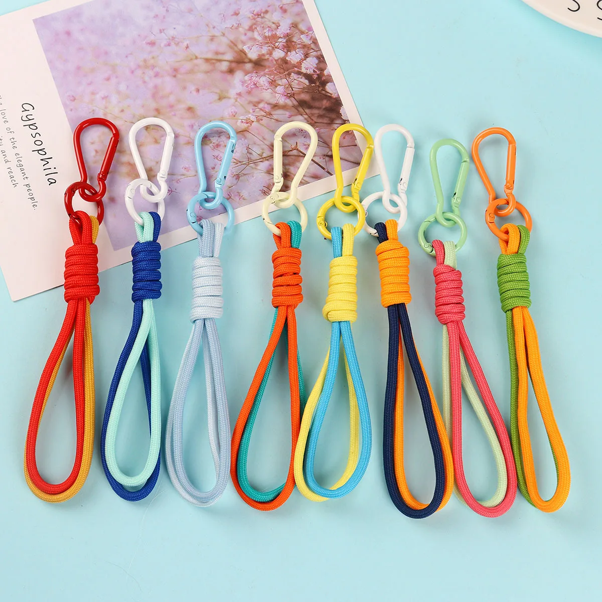 Creative Braided Lanyard Keychain For Phone Camera Anti Lost Knot Wrist Rope Strap Car Trinket Key Chains Fashion Keyring