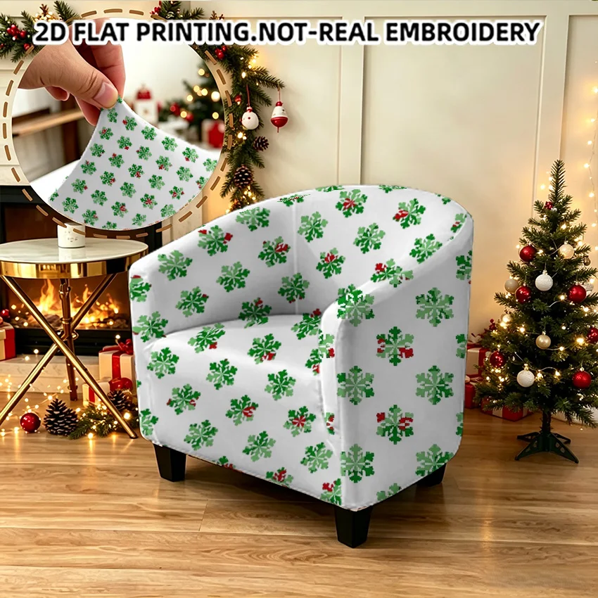 Luxury seamless pattern foil-look golden Christmas trees printed armrest sofa cover, 2D printed elastic single club sofa cover