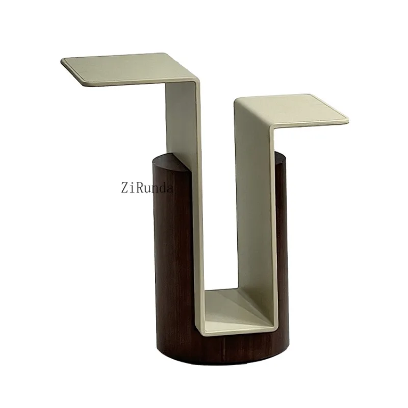 With book storage space, leather-wrapped wooden coffee table, decorative table, suitable for living room, hotel, bedroom