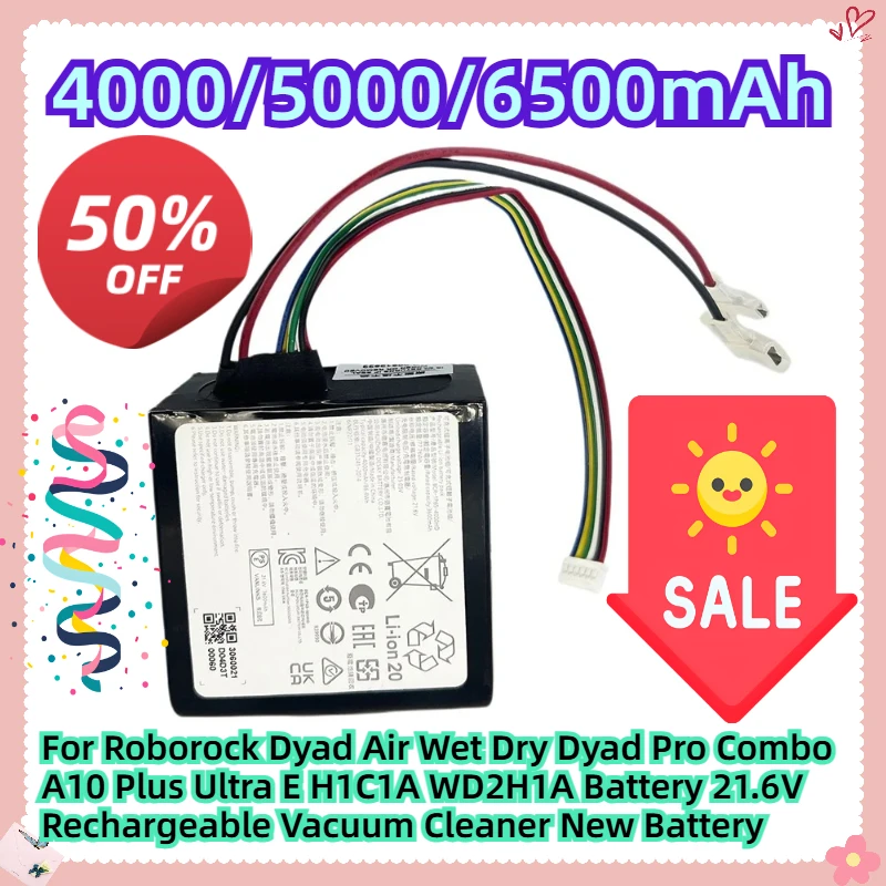 

For Roborock Dyad Air Wet Dry Dyad Pro Combo A10 Plus Ultra E H1C1A WD2H1A Battery 21.6V Rechargeable Vacuum Cleaner New Battery