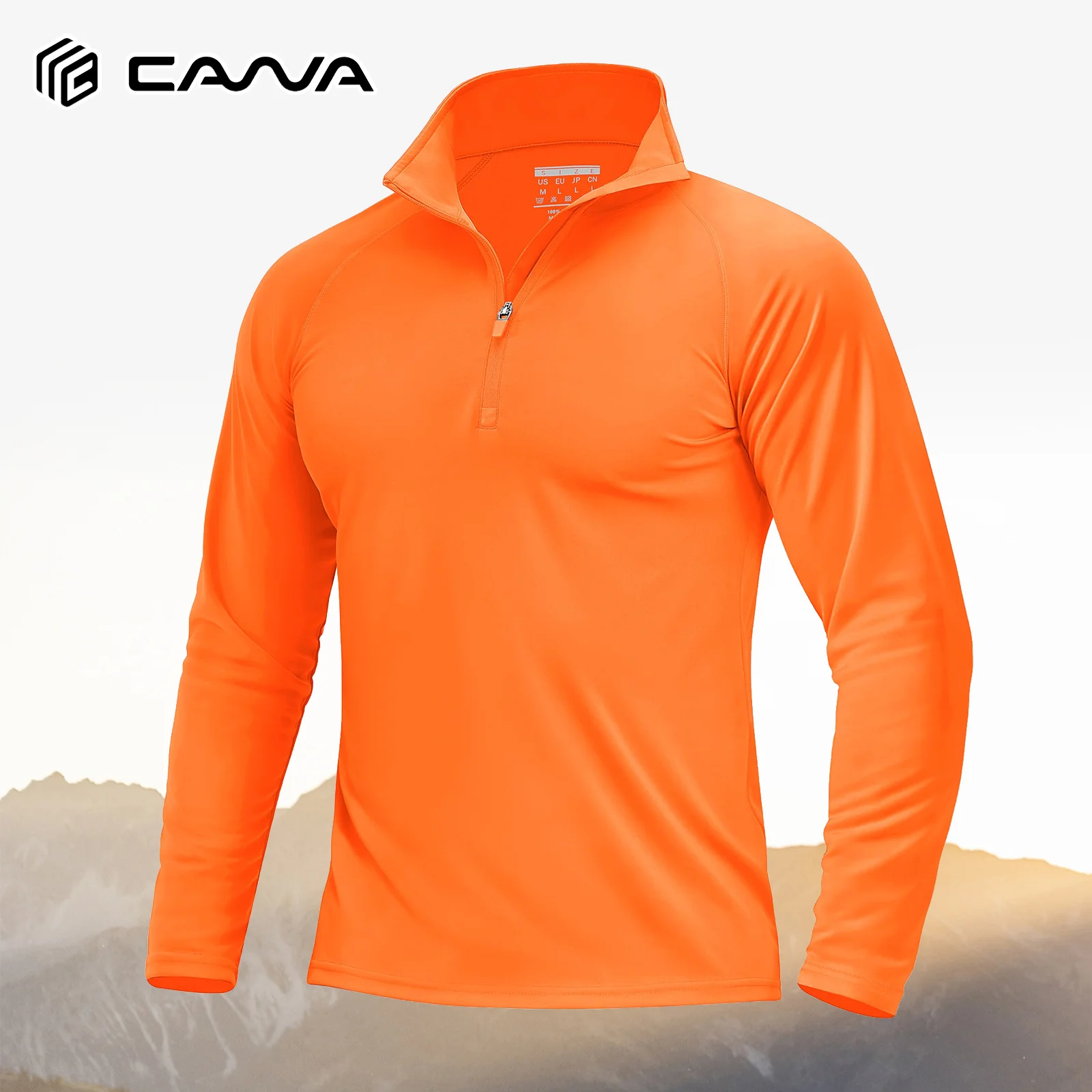 Herren UPF 50+ UV-Schutz T-Shirt Langarm 1/4 Reißverschluss Schnelltrocknend Leichtes Outdoor-Angel- und Laufshirt
