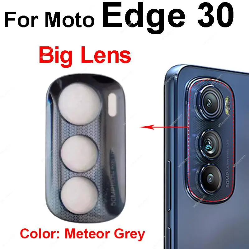 For Motorola MOTO Edge 30 Main Back Rear Camera Lens Glass with Adhesive Sticker Repalcement Parts