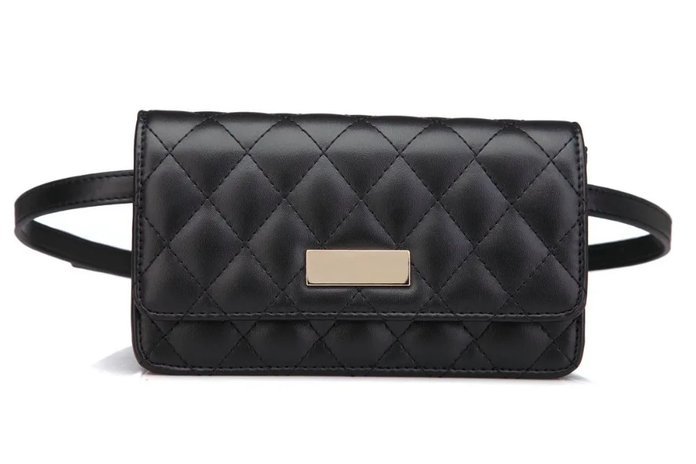 Fashion Women Waist Bags Classic Lattice Belt Bag High Quality PU Leather Fanny Pack Cell Phone Purse for Teenager Girls