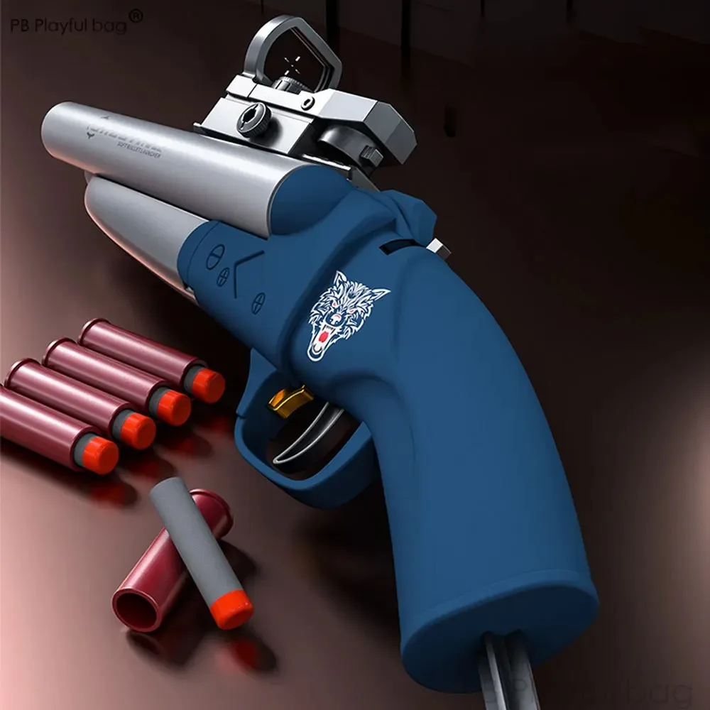 Double Barreled Shotgun Toy Built in Sight Design with 20 Soft Darts Fun Outdoor Hunting Shooting Game Gift for Kids