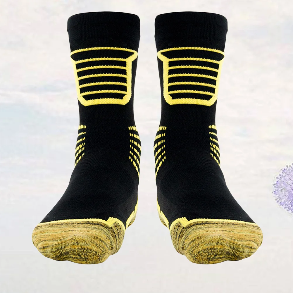 

1Pair Fitness Socks Breathable -Loop Hosiery Sweat Absorption Sports Socks Yellow Size Adults 38-41 for Cycling