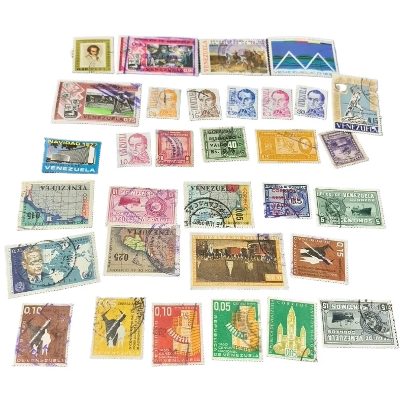 100pcs Venezuela Post Stamps Postage Celebrities Collectible Postage Stamps Material For Scrapbooking