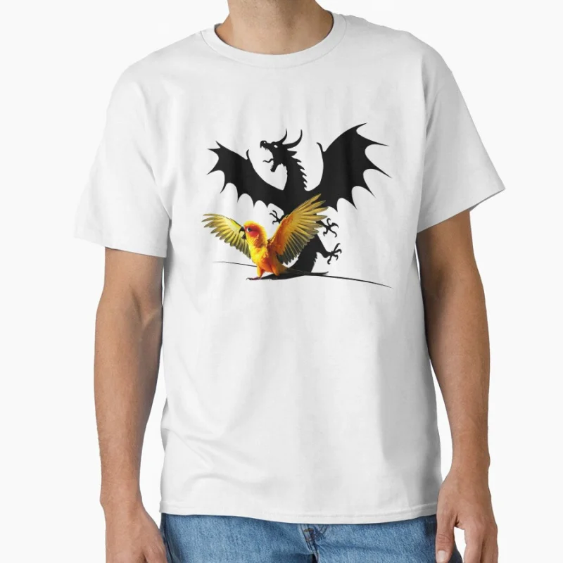 

Funny Screaming Sun Conure Parrot Dragon Lover Meme Gift T shirt for man Large size Tops Funny parrot Graphic Printed clothes