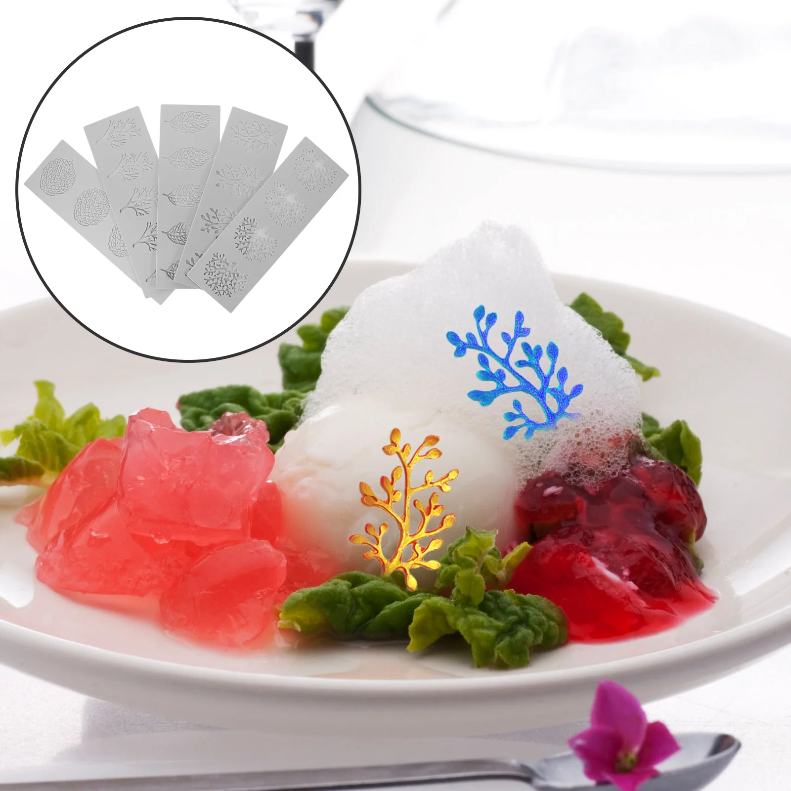 

5Pcs Silicone Baking Mold Leaf Fondant Mold Non-Stick Flexible Kitchen Baking Tool for Cookie Chocolate Candy DIY Decoration