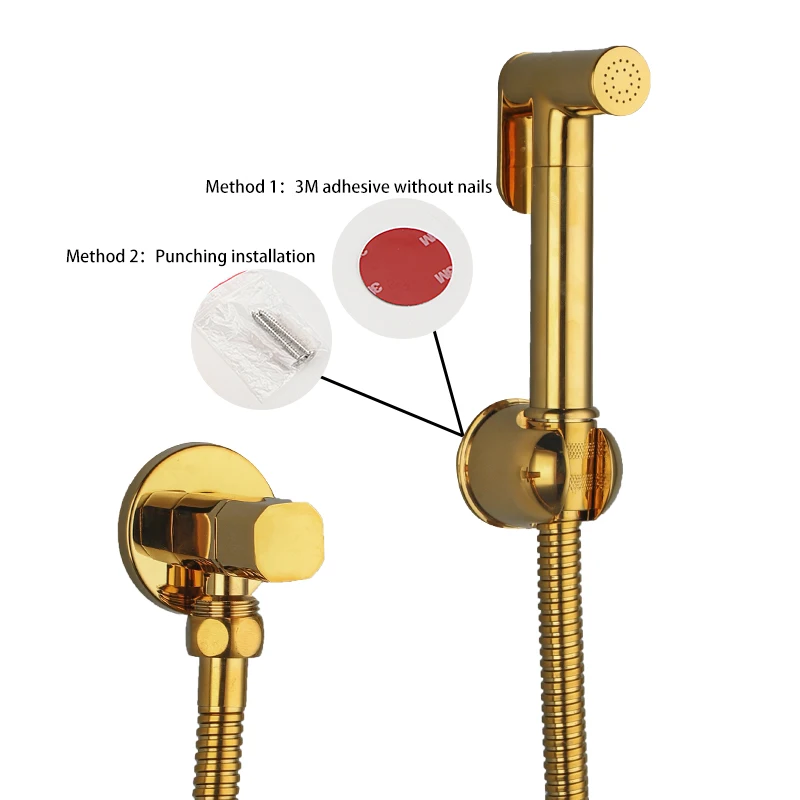 Fliger Gold Bidet Faucet Brass Portable Bidet Toilet Sprayer Set Toilet Faucet Single Cold Water Shower Head  Anal Douche