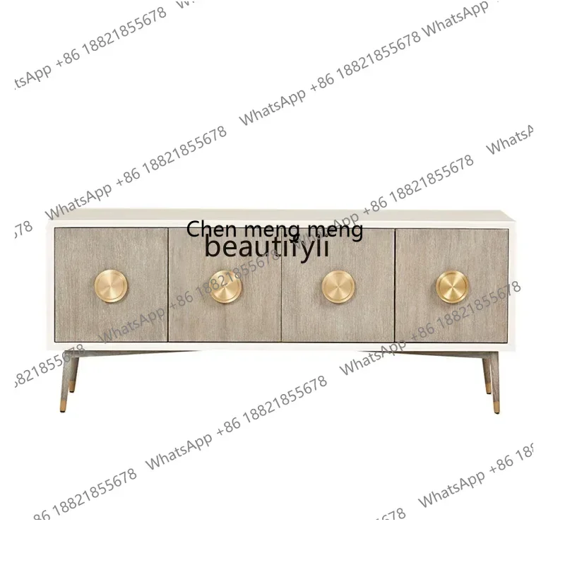 

X CQYLiving room light luxury TV floor cabinet modern simple solid wood furniture coffee table TV cabinet combination