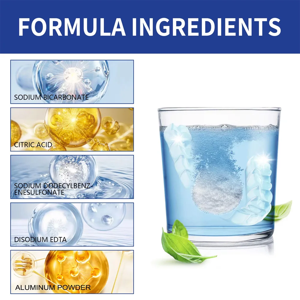 10pcs Aligner Effervescent Cleaning Tablets Deep Cleaner for Clear Retainer Mouth Guard Denture Stain Odor Removal Tablet Care