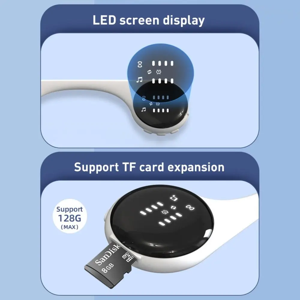Bluetooth 5.4 Bone Conduction Bluetooth Speaker LED Display TF Card Support Under Pillow Speaker Rechargeable HiFi Stereo Sound