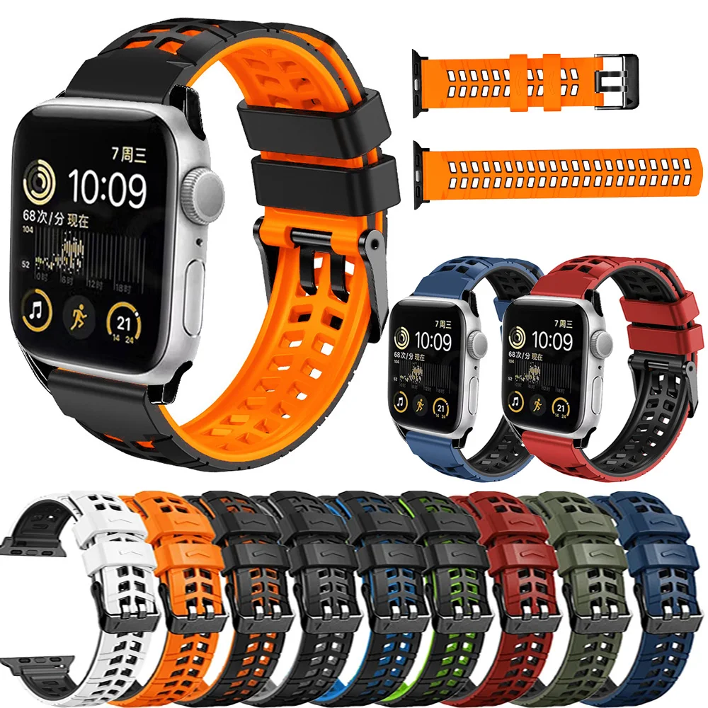 

Silicone Strap For Apple watch Ultra 49mm Sports Band For iWatch Series 8 7 SE 6 45mm 44mm 42mm Bracelet Wristbands