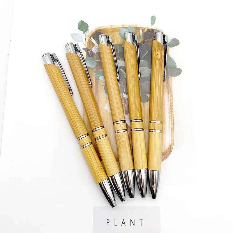 20Pcs Two-coil Bamboo Pens Stationery Pen Printing Bamboo Ballpoint Pens