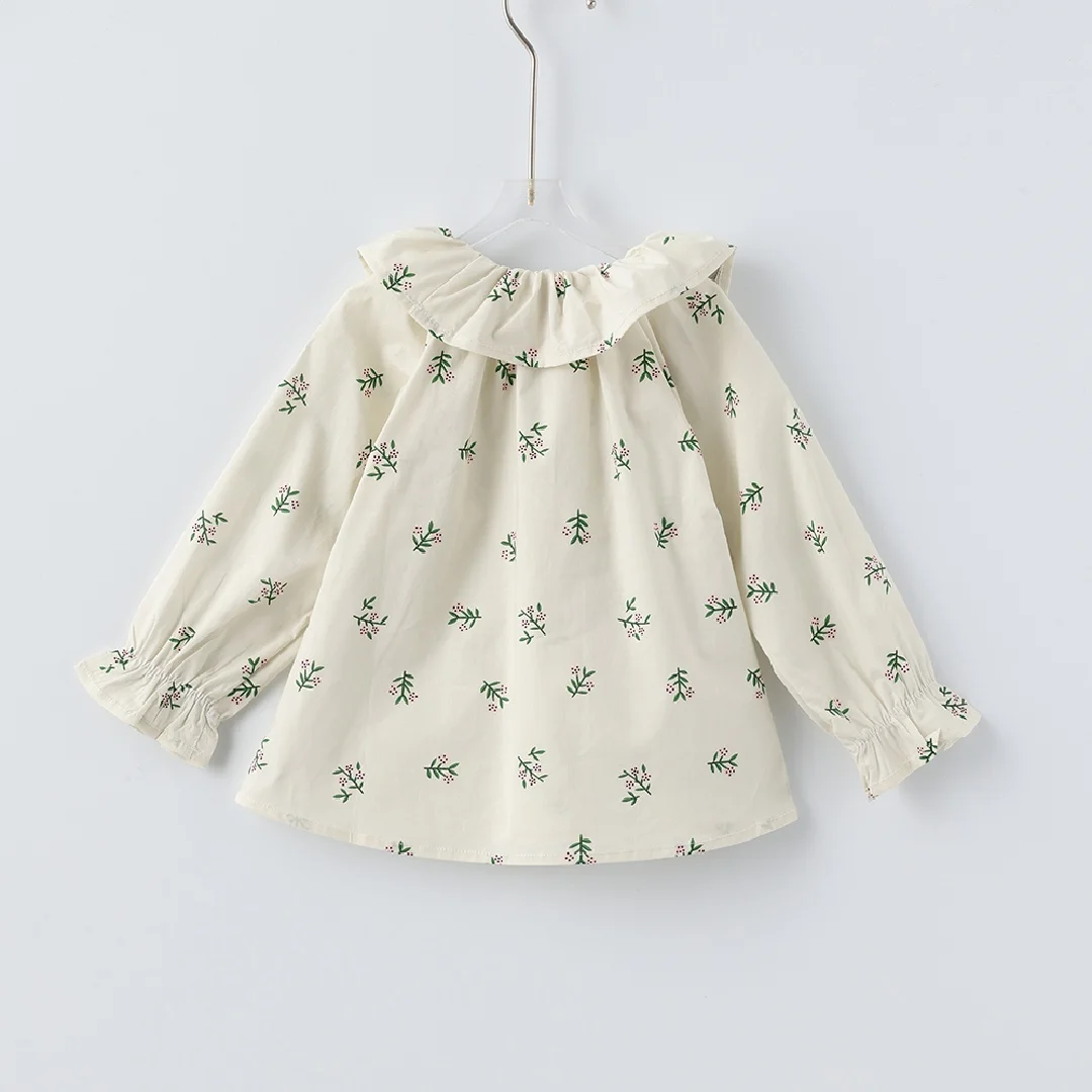 Baby Girls Ruffles Princess Shirt Cotton Long Sleeve Lace Blouse Infant Stylish  Floral Tops Children Shirt Girls Clothing 6-24M