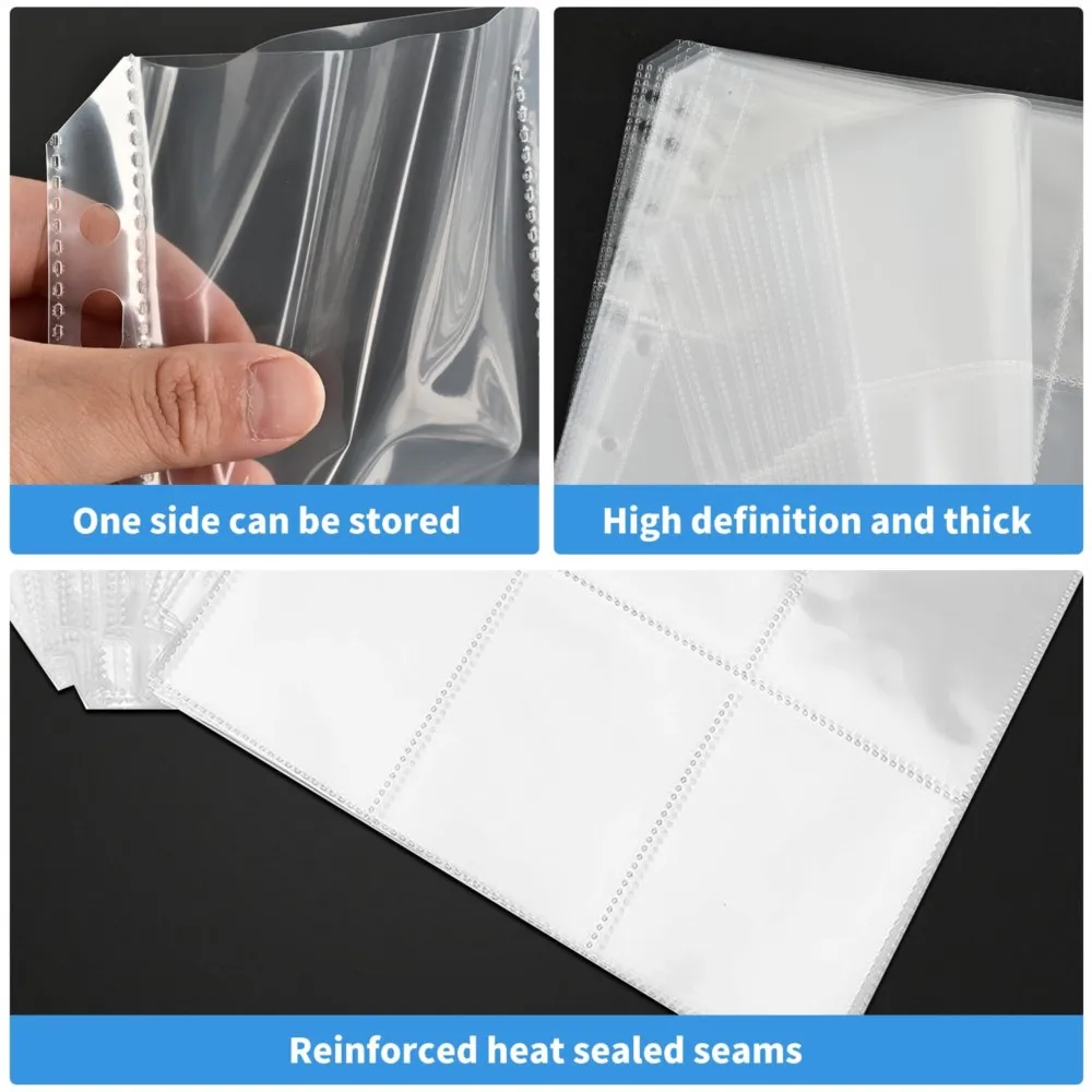 50 Sheets 9 Pocket Single Sided Trading Card Protector Pages 11 Holes Fit 3 Ring Binder Storage Album For TCG Sports Game Cards view 3