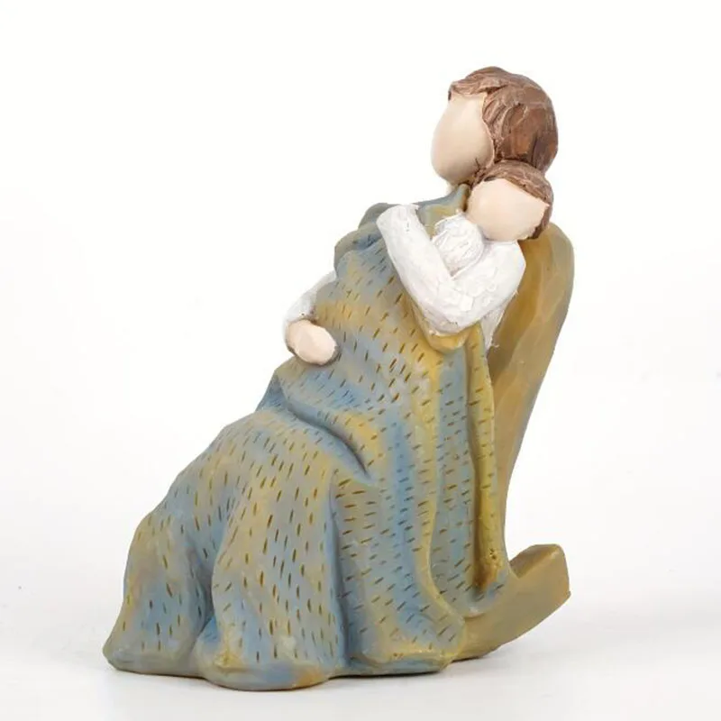 Resin Crafts Mother Hug Son Statue Desktop Ornaments Room Home Decor Creative Mother's Day Festival Gift