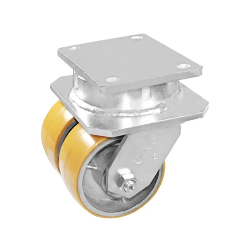 Heavy duty casters, two-wheel brake casters, load 4.5 tons iron core polyurethane heavy duty casters