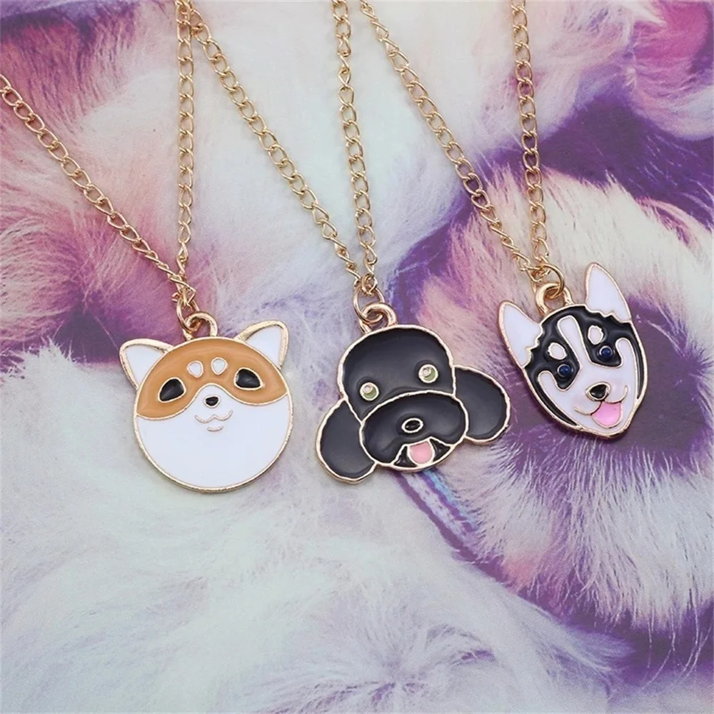 1Pc Cute Dog Pendant Necklace for Women Puppy Doggy Kawaii Shiba Inu Husky Poodle Animal Necklace Jewelry Accessories Gift 2024