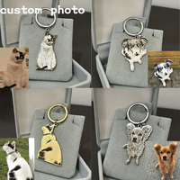 Customized Pet Photo Keychain Personlized Engraved Picture Key Ring Stainless Steel Jewelry Animal Photos For Birthday Gifts