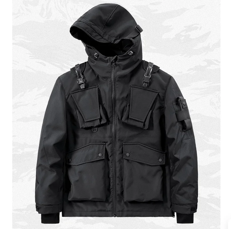 Spring and Autumn functional style multi pocket hooded workwear jacket tactical jacket