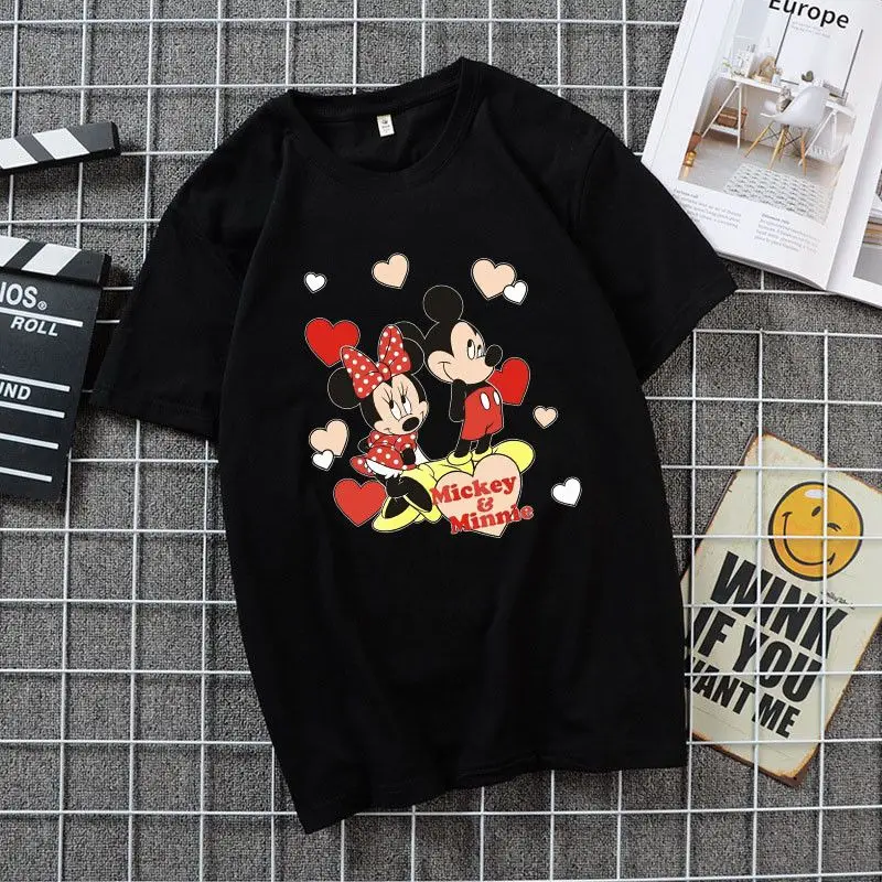 

Mickey Minny Co-name Disney Animation Loose Comfortable Casual Men and Women with The Same Summer Cotton T-shirt