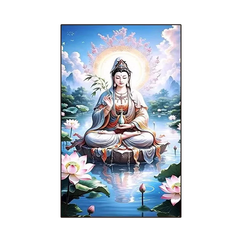 Lotus Buddha 11ct Printed Needlework,DIY Living Room Printed Cross Stitch,Sets For Embroidery Kit Full Cotton/Silk Threads