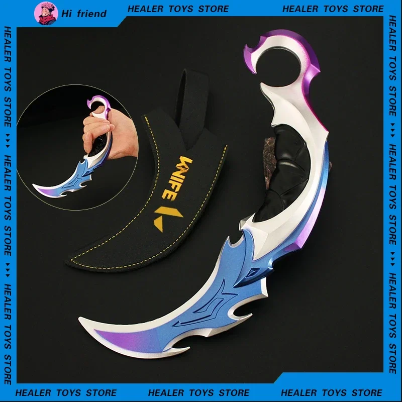 Valorant Weapon Reaver Karambit Knife Uncut Melee Weapon Metal Game Peripheral 22cm Samurai Sword Weapon Model Cosplay Toy Gift