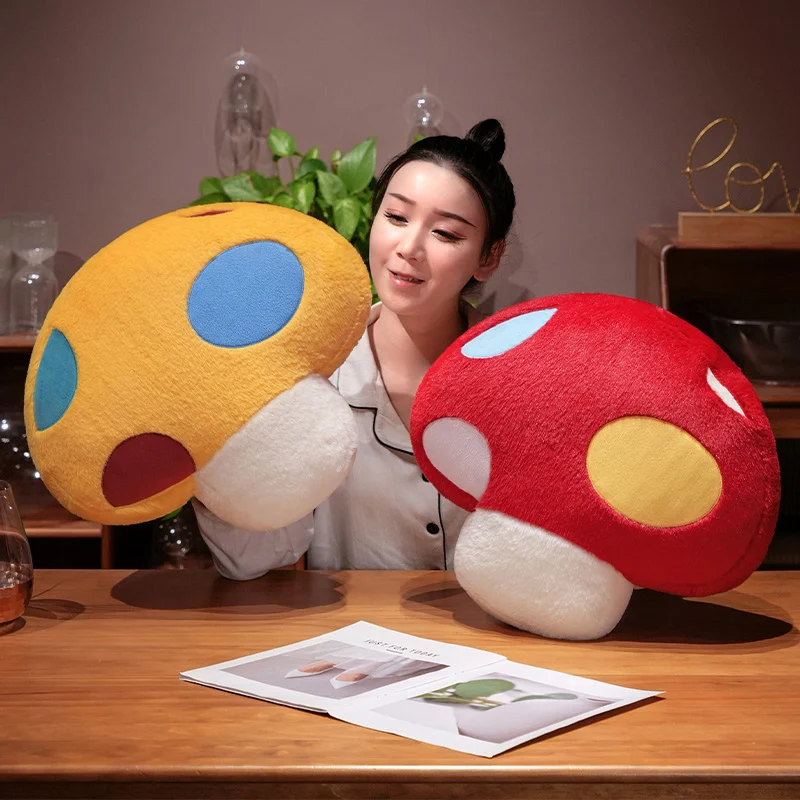 45cm Plush Mushroom Plant Pillow Stuffed Colorful Seat Cushion Throw Pillow Red Yellow Green Brown Blue Pink Decoration Gift