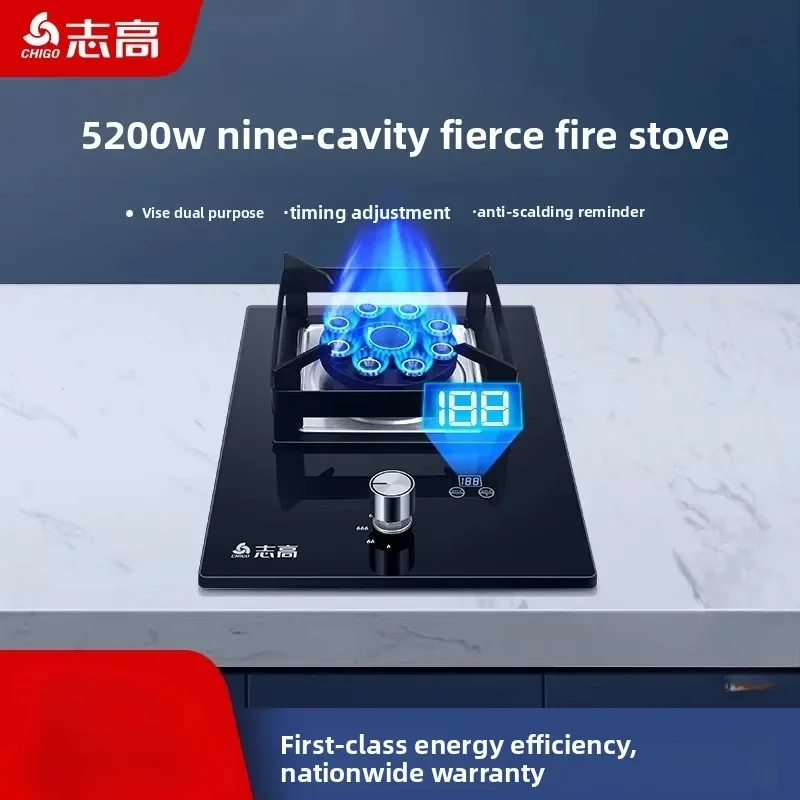 Chigo Single Burner Gas Stove, Dual Use Built-in & Desktop, Energy Saving for Natural Gas and LPG LYH