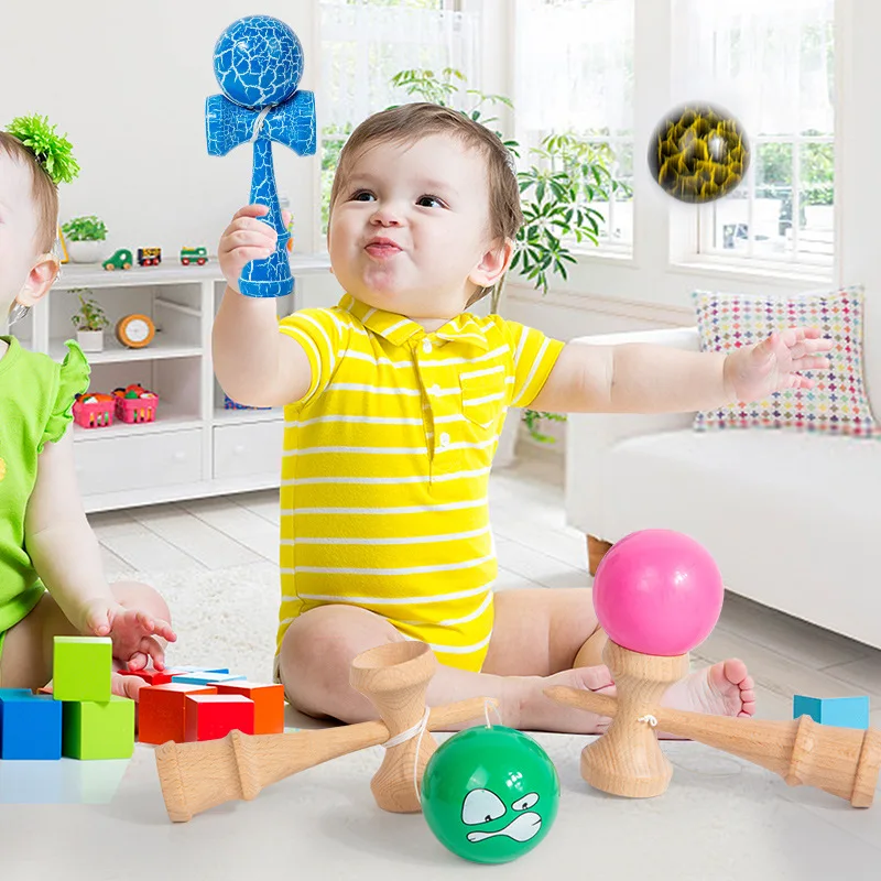 المبتدئين الجدد-المبتدئين الاطفال خدعة الكرة الخشب Kendama لعبة كرة اللياقة البدنية قطار التنسيق بين العين واليد لعبة التقليدية اصطياد الكرة