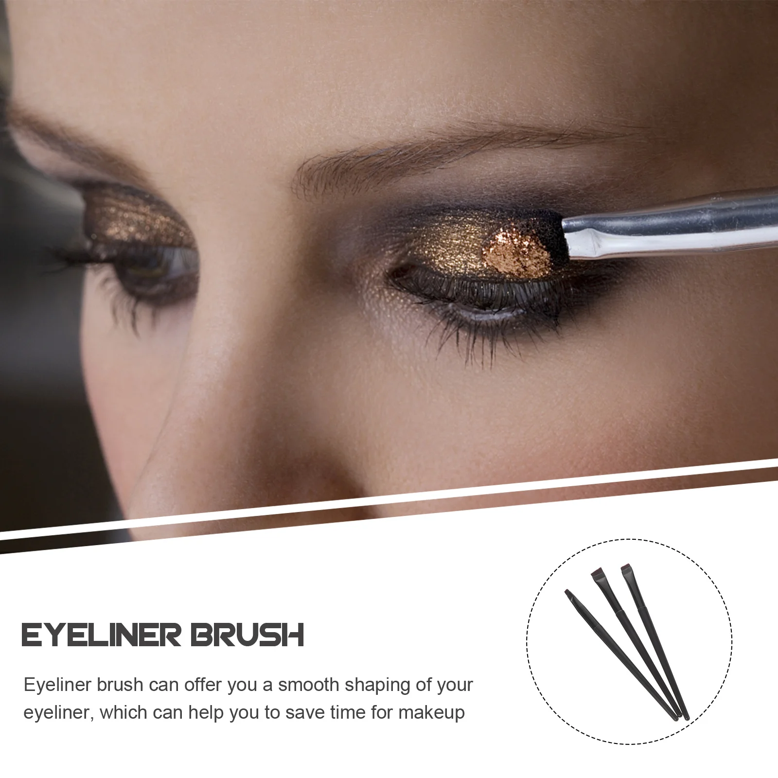 

3Pcs Soft Tip Eyeliner Brush Set Dual Purpose Eyebrow Smooth Mellow Handle Ideal for Everyday Makeup Routine