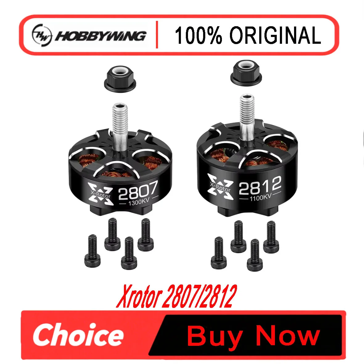 HOBBYWING Xrotor 2807/2812 900/1100/1300KV 4-6S 1500KV 4-5S / 1700KV 3-4S black Brushless Motors FPV racing drone Accessories