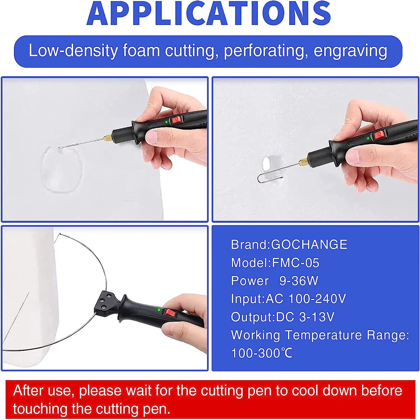 10 in 1 Electric Foam Cutter Kit Foam Cutting Pen with Transformer Adapter 0-300℃ Adjustable Temperature Styrofoam Cutting Tools