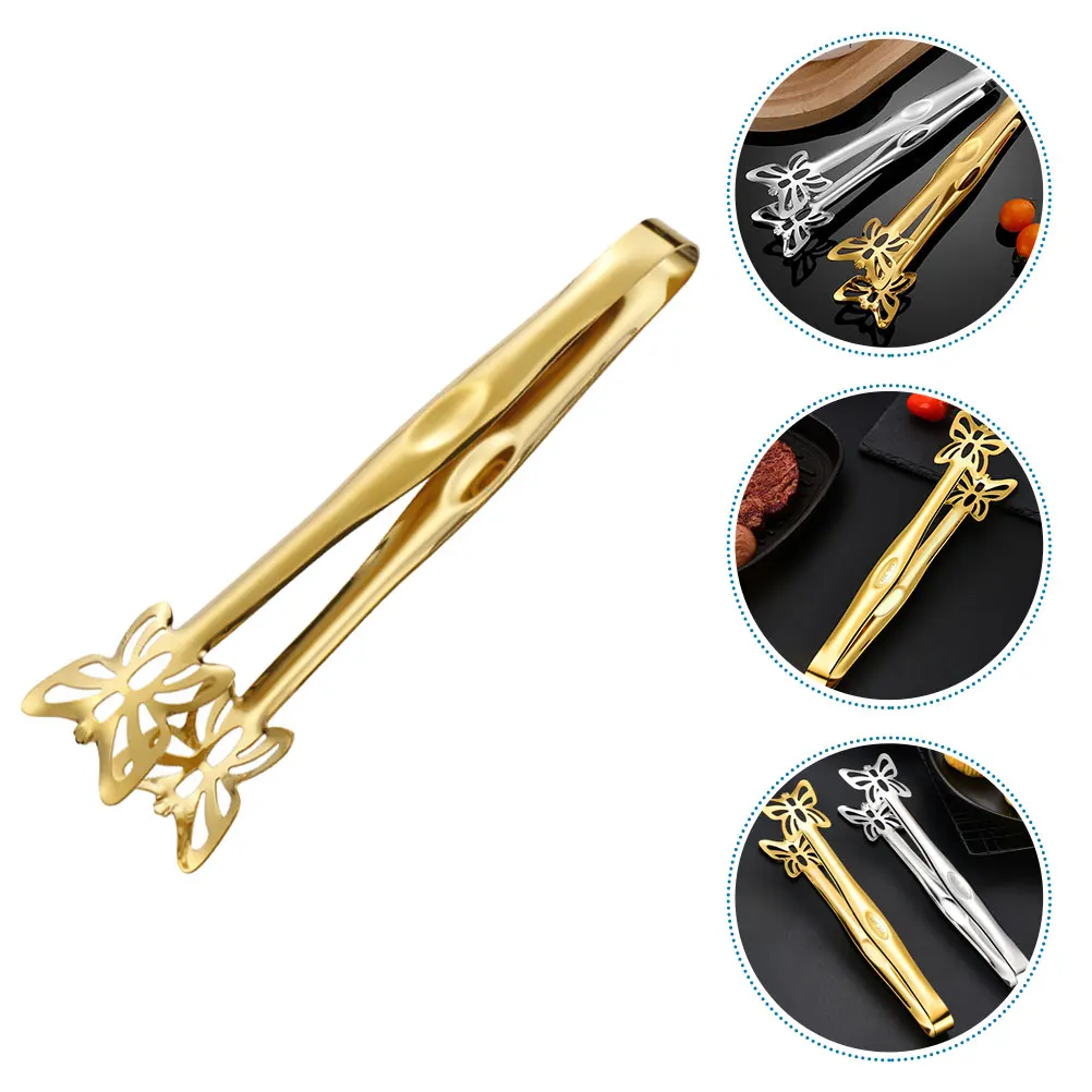 

Stainless Steel Bread Clip -scalding Pastry Design Silver Tongs Party Serving Supplies Cooking Round