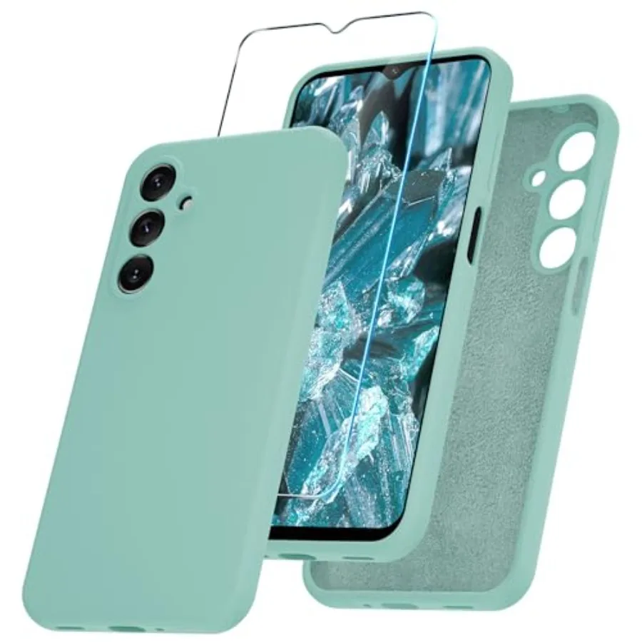 for Samsung Galaxy A16 5G Case, Silicone Phone Case with 1 Screen Protector, Soft Anti-Scratch Microfiber Lining, Full Body Sho
