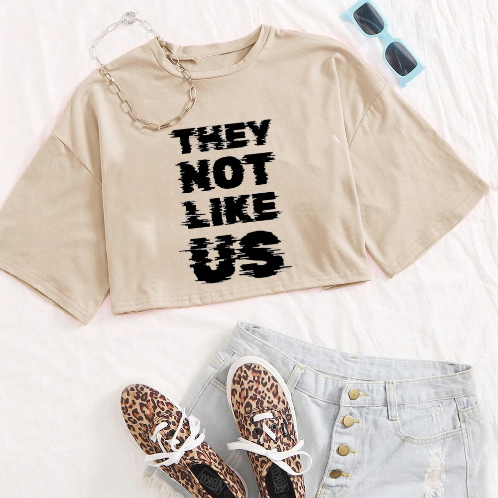 They Not Like Us POP Music Shirt Girls O-Neck Casual Women Crop Shirts for Fan Gift Tops