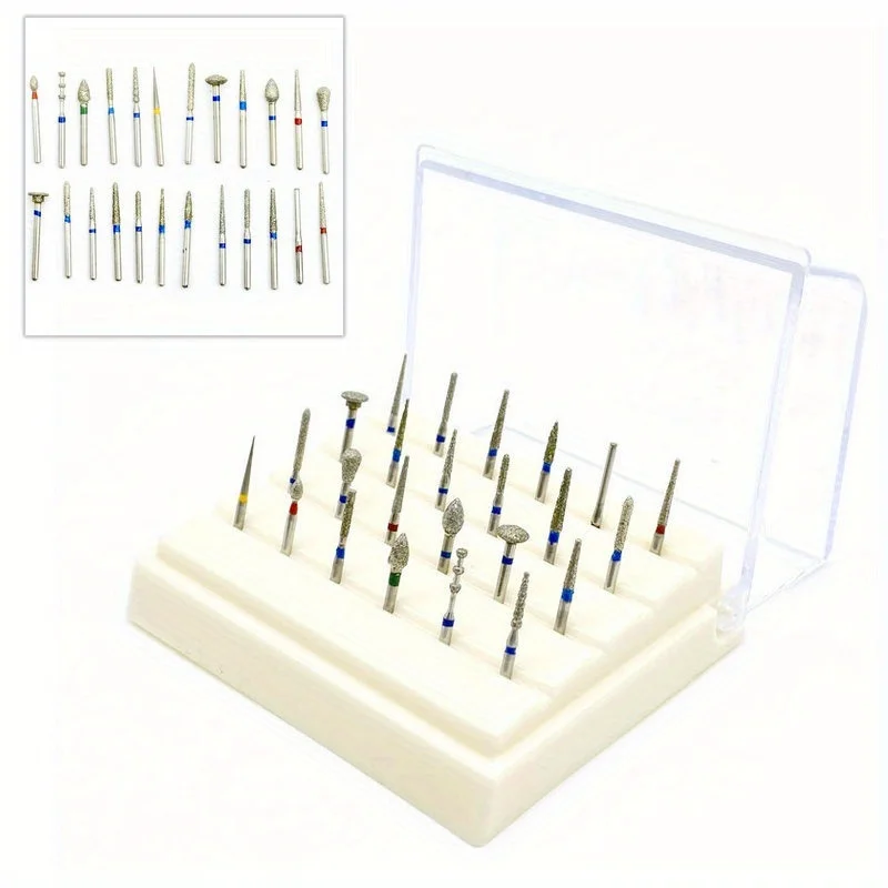 24Pcs FG1.6mm Diamond Burs Set for Porcelain Shouldered Abutment Polishing Lab Equipment for High Speed Handpiece