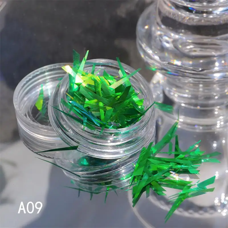 박스 네일 아트 오로라 불규칙한 셀로판 일본 레이저 스티커, 다채로운 전사지, 네일 장식 액세서리