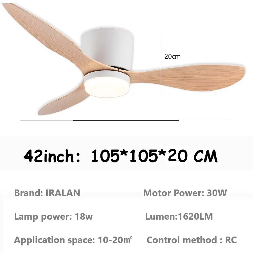 IRALAN plafondventilator met led-licht afstandsbediening grote minimalistische coole plafondlamp voor binnen ventilator slaapkamer woonkamer eetkamer