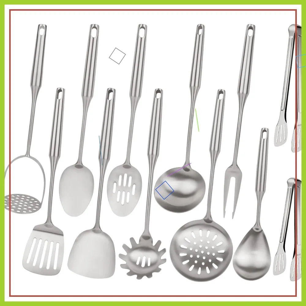 

18/10 Stainless Steel Kitchen Utensils Set, 12pcs Dishwasher Safe and Heat Resistant Cooking Tools for Enthusiasts