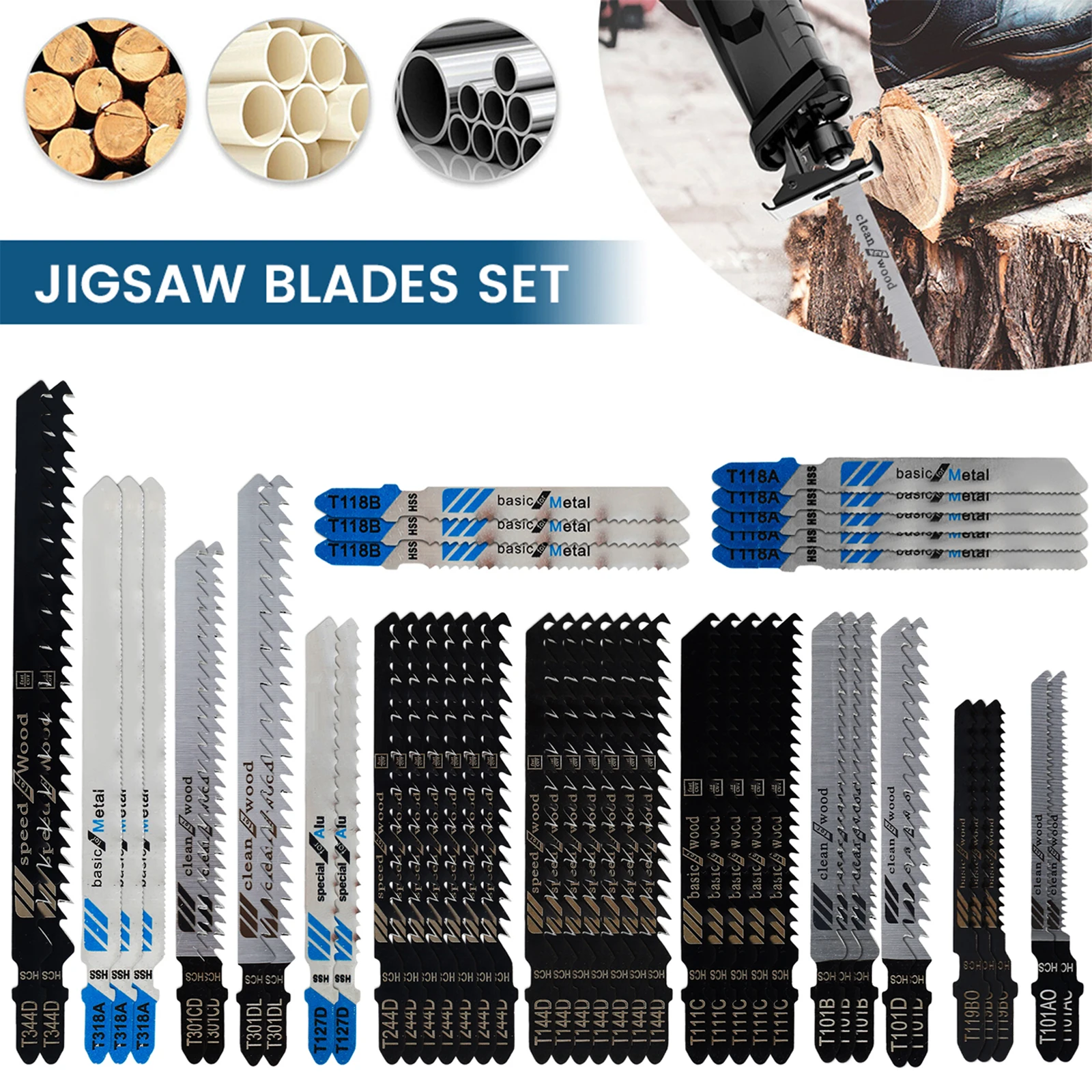 

35/48 шт. набор пильных полотен из высокоуглеродистой стали, различные лезвия с Т-образным хвостовиком, быстросъемное пильное полотно, профессиональные пилы, аксессуары для резаков