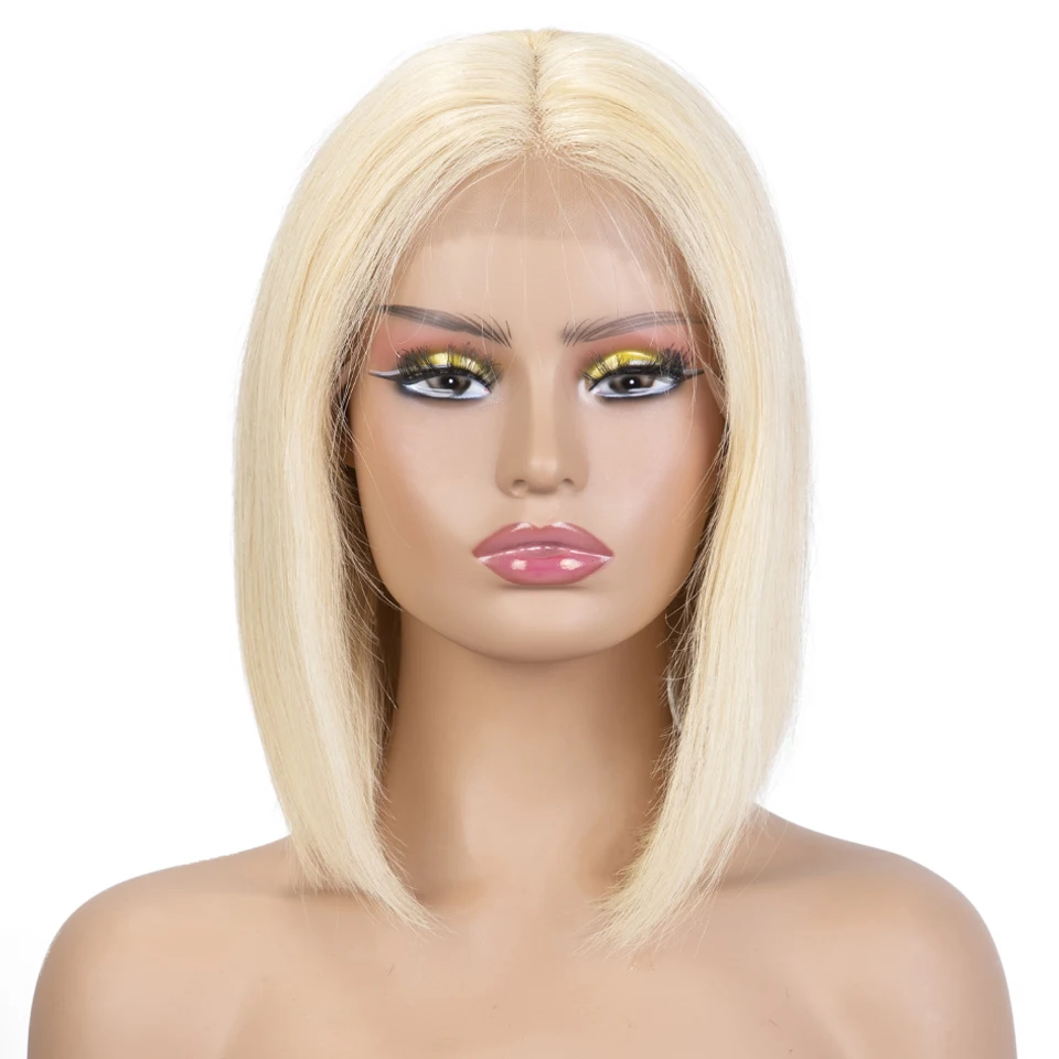 Schlanke blonde kurze Bob Echthaar Perücken für Frauen 13x6x1 Spitze vorne remy brasilia nische Haar Perücken gerade Spitze Perücken