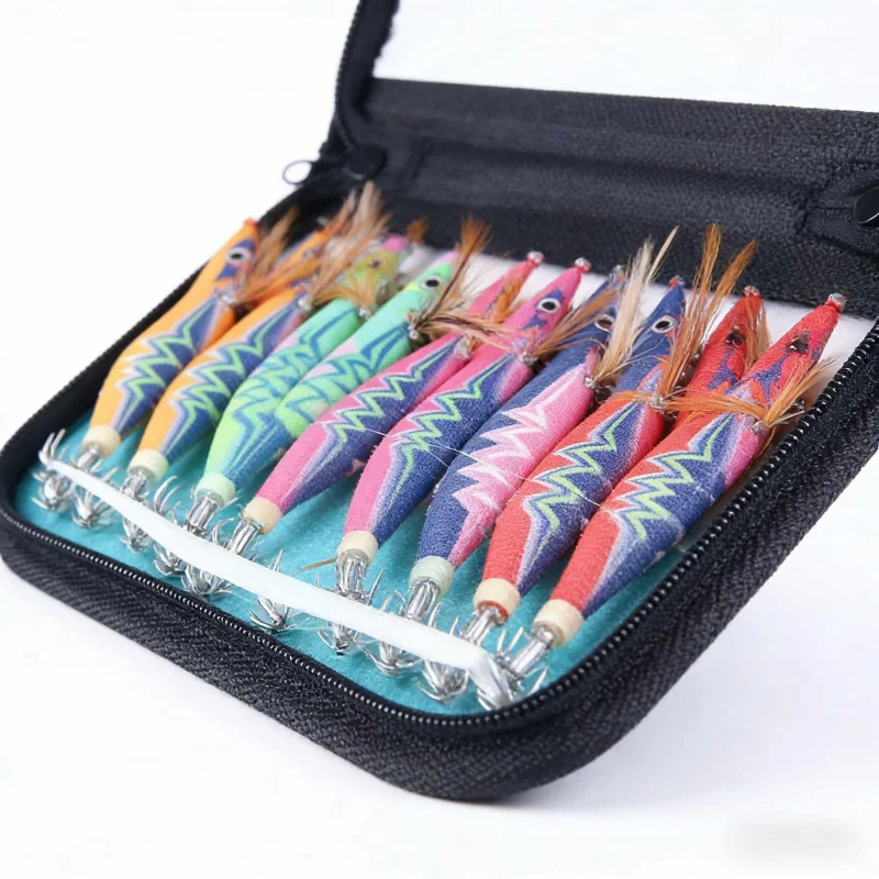 

Универсальная бионическая деревянная приманка для морской и пресноводной рыбалки 2.5-3.5, светящаяся в темноте, набор с крючками для кальмаров, специальная рыболовная приманка