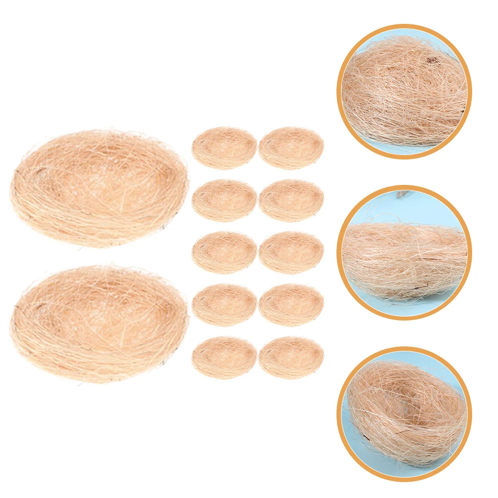 

12 Pcs Bird Nest Ornaments Woven Decorative Nests for Crafts Small Faux Garden Decor Rustic Artificial Nest Pet Supplies